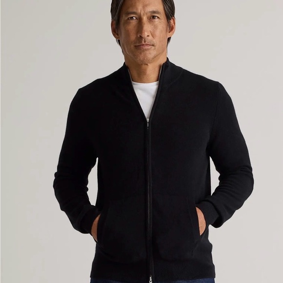 Men's Mongolian Cashmere Full-Zip Sweater in Navy Size XL 184